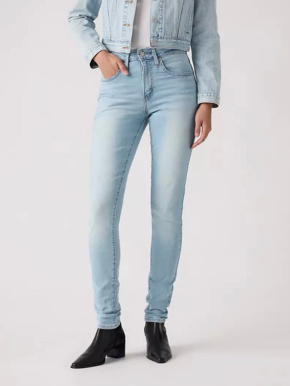 Levi’s 721 High-Rise Stretch Skinny Jeans Light Wash Denim Size 28
